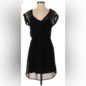 American Eagle Black Chiffon and Lace Dress with Slip
